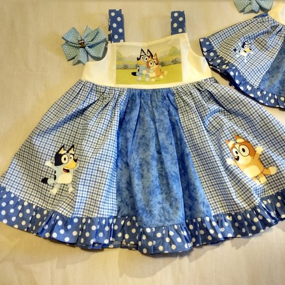 Bluey & Bingo My Doll & Me Matching Twirl Dresses & Hairbows - Picture 2 of 6